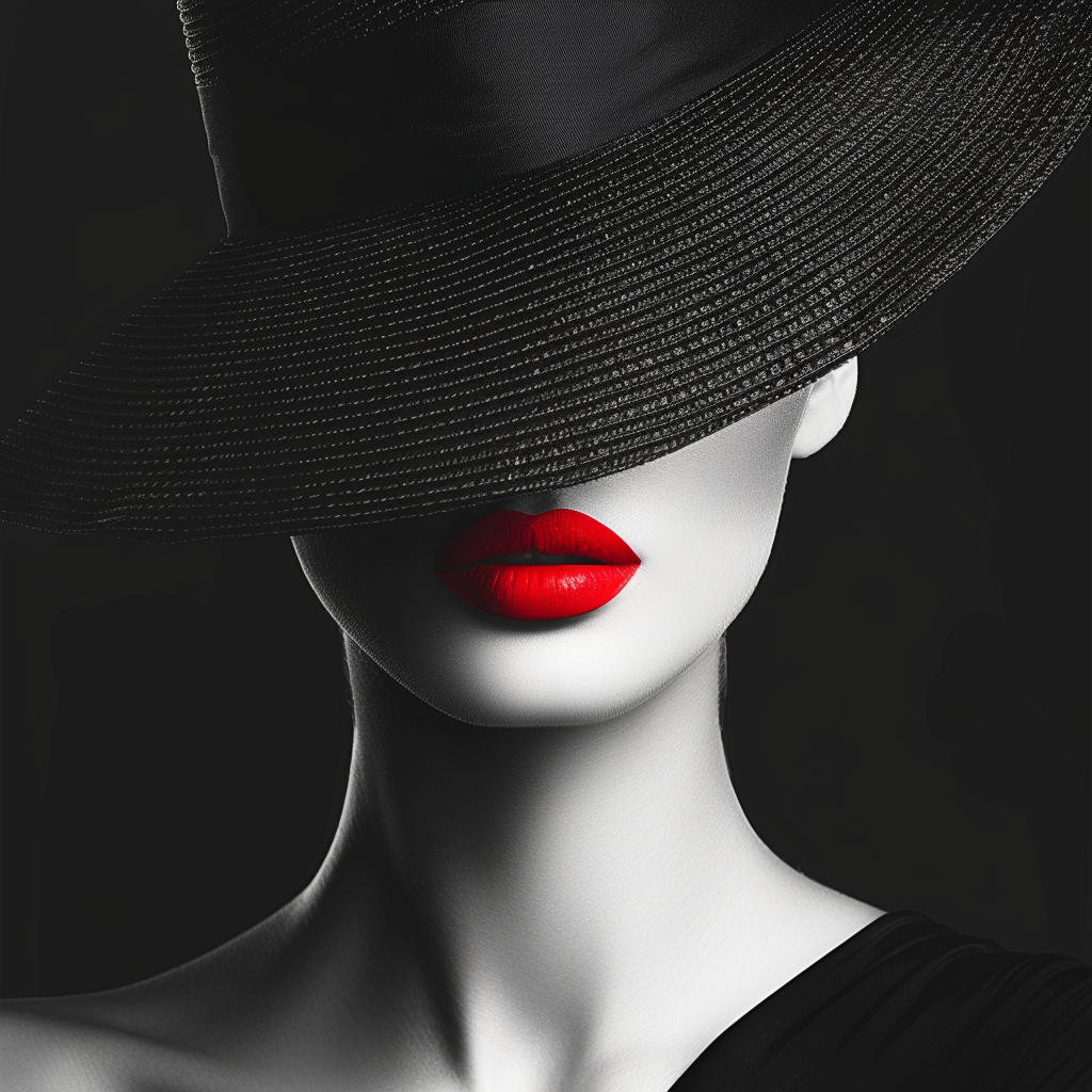 balck_and_white_image_of_a_classy_lady_wearing_a_hat